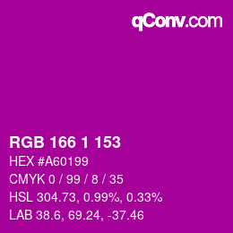 Color code: RGB 166 1 153 | qconv.com