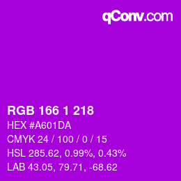 カラーコード: RGB 166 1 218 | qconv.com