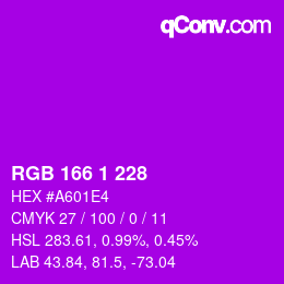 Color code: RGB 166 1 228 | qconv.com