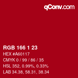 Color code: RGB 166 1 23 | qconv.com