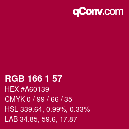 Color code: RGB 166 1 57 | qconv.com