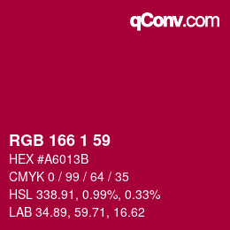 カラーコード: RGB 166 1 59 | qconv.com