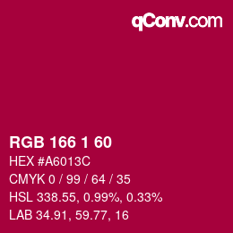 カラーコード: RGB 166 1 60 | qconv.com