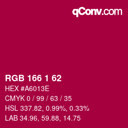 Color code: RGB 166 1 62 | qconv.com