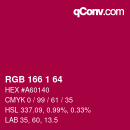 カラーコード: RGB 166 1 64 | qconv.com
