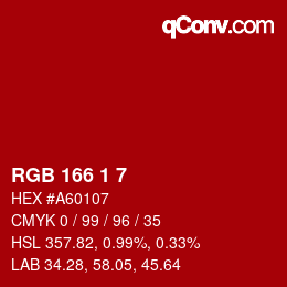 カラーコード: RGB 166 1 7 | qconv.com