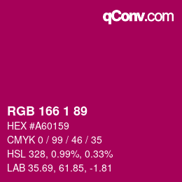 Color code: RGB 166 1 89 | qconv.com