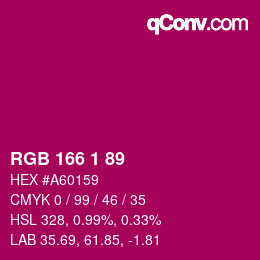 カラーコード: RGB 166 1 89 | qconv.com
