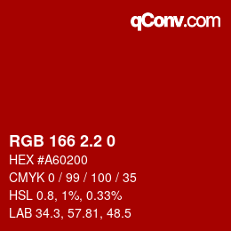カラーコード: RGB 166 2.2 0 | qconv.com