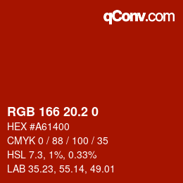 カラーコード: RGB 166 20.2 0 | qconv.com