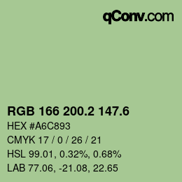 カラーコード: RGB 166 200.2 147.6 | qconv.com