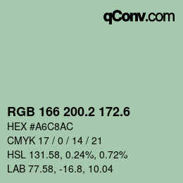 カラーコード: RGB 166 200.2 172.6 | qconv.com