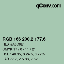 カラーコード: RGB 166 200.2 177.6 | qconv.com