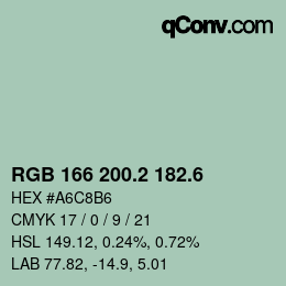 カラーコード: RGB 166 200.2 182.6 | qconv.com