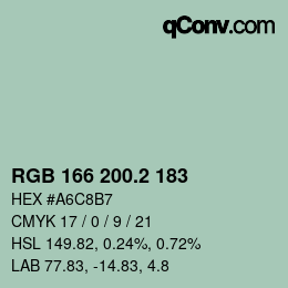 カラーコード: RGB 166 200.2 183 | qconv.com