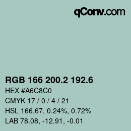 カラーコード: RGB 166 200.2 192.6 | qconv.com