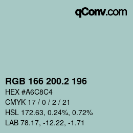 カラーコード: RGB 166 200.2 196 | qconv.com