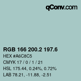 カラーコード: RGB 166 200.2 197.6 | qconv.com