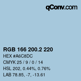 カラーコード: RGB 166 200.2 220 | qconv.com