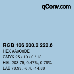 カラーコード: RGB 166 200.2 222.6 | qconv.com