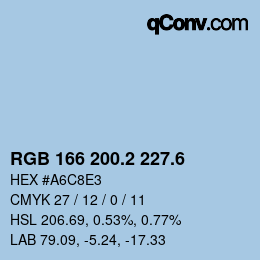 カラーコード: RGB 166 200.2 227.6 | qconv.com