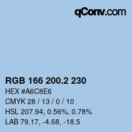 カラーコード: RGB 166 200.2 230 | qconv.com
