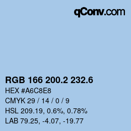 カラーコード: RGB 166 200.2 232.6 | qconv.com