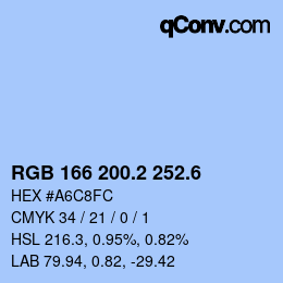 カラーコード: RGB 166 200.2 252.6 | qconv.com