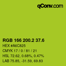 カラーコード: RGB 166 200.2 37.6 | qconv.com