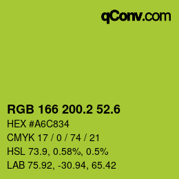 カラーコード: RGB 166 200.2 52.6 | qconv.com