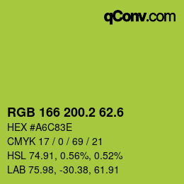 カラーコード: RGB 166 200.2 62.6 | qconv.com