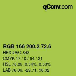 カラーコード: RGB 166 200.2 72.6 | qconv.com