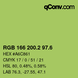 カラーコード: RGB 166 200.2 97.6 | qconv.com