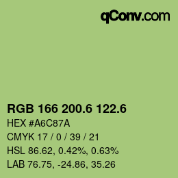 カラーコード: RGB 166 200.6 122.6 | qconv.com