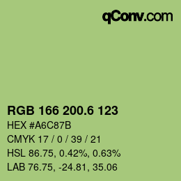 カラーコード: RGB 166 200.6 123 | qconv.com