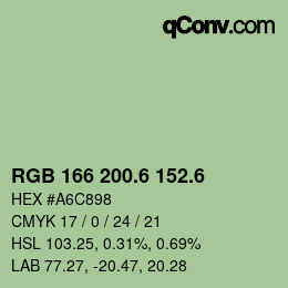 カラーコード: RGB 166 200.6 152.6 | qconv.com