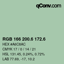 カラーコード: RGB 166 200.6 172.6 | qconv.com
