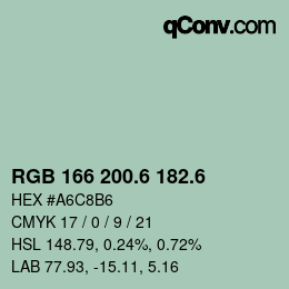 カラーコード: RGB 166 200.6 182.6 | qconv.com