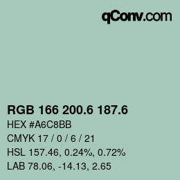 カラーコード: RGB 166 200.6 187.6 | qconv.com