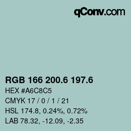 カラーコード: RGB 166 200.6 197.6 | qconv.com