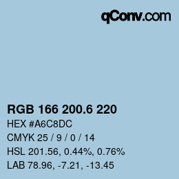 カラーコード: RGB 166 200.6 220 | qconv.com