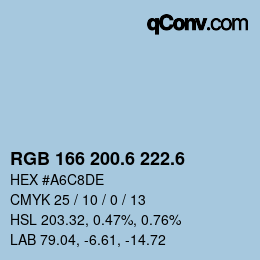 カラーコード: RGB 166 200.6 222.6 | qconv.com