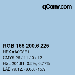 カラーコード: RGB 166 200.6 225 | qconv.com
