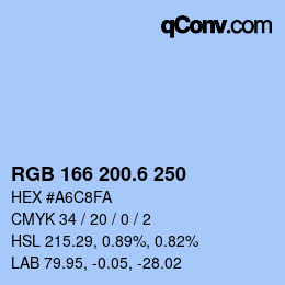 カラーコード: RGB 166 200.6 250 | qconv.com