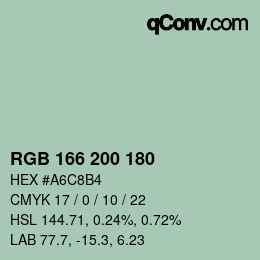 カラーコード: RGB 166 200 180 | qconv.com