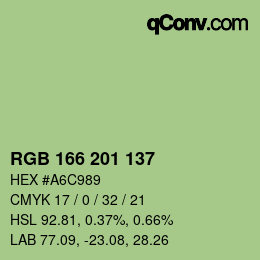 Color code: RGB 166 201 137 | qconv.com