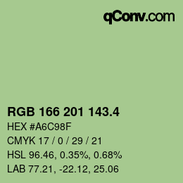 カラーコード: RGB 166 201 143.4 | qconv.com