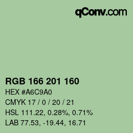Color code: RGB 166 201 160 | qconv.com