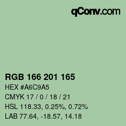 Color code: RGB 166 201 165 | qconv.com