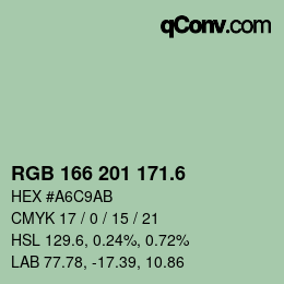 カラーコード: RGB 166 201 171.6 | qconv.com